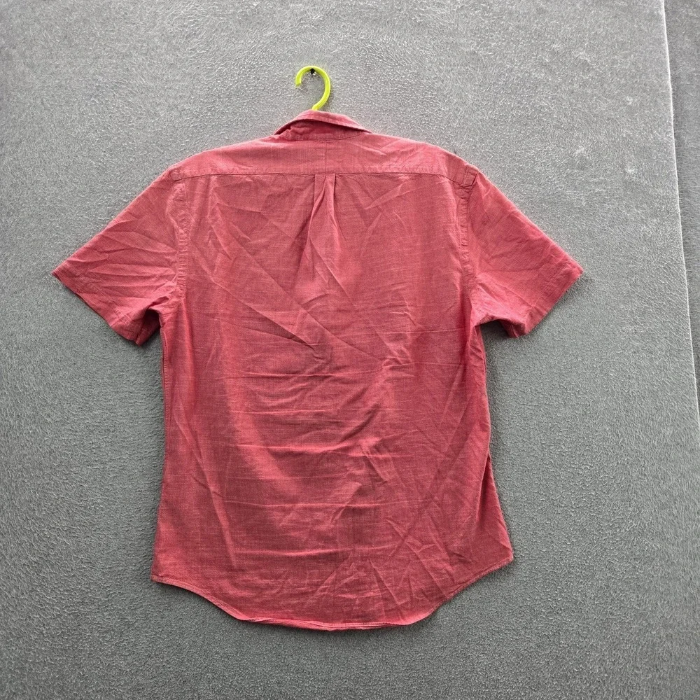 Polo Ralph Lauren Men Button Up Shirt L Red Embroidered Slim Short Sleeve